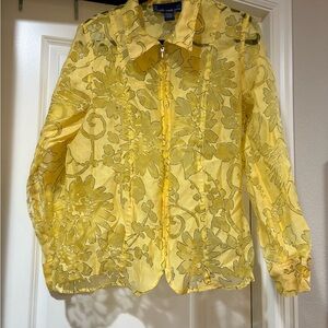 Susan Graver Floral Yellow Sheer Jacket